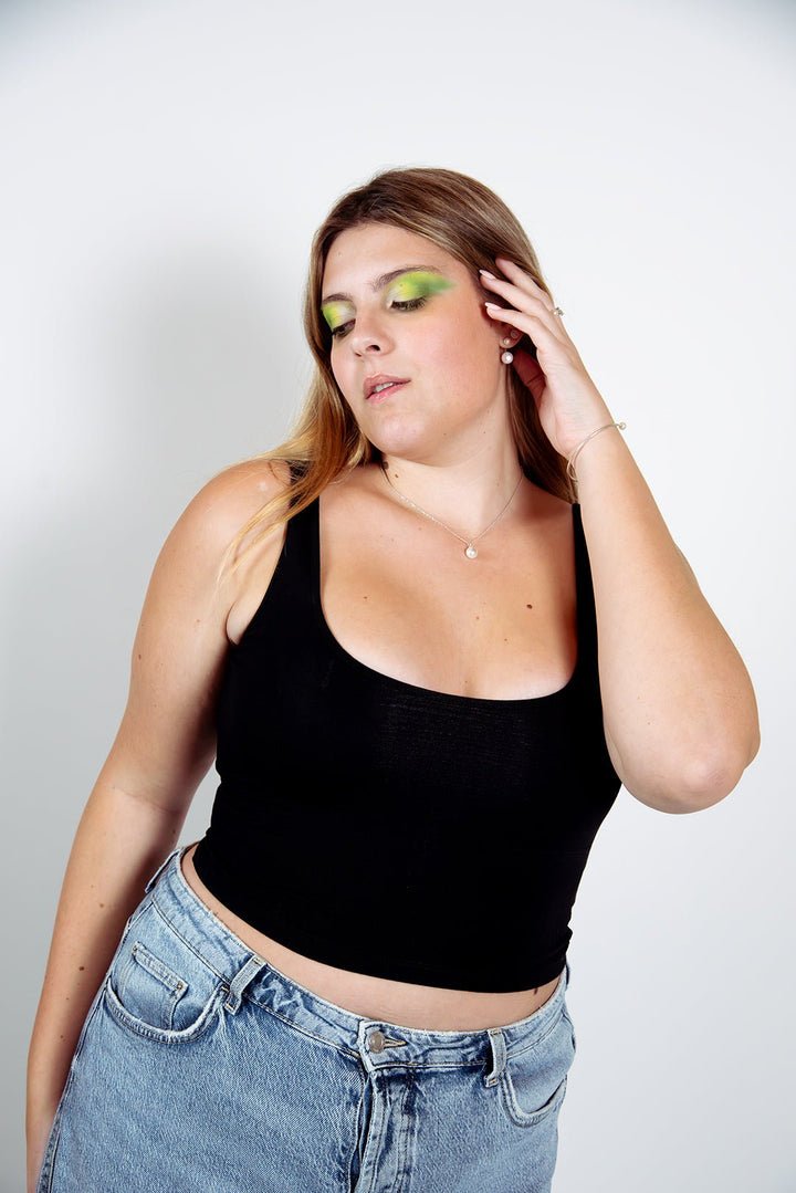 Api Mid Crop Top in Black - Manners London