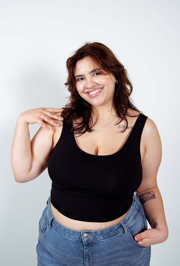 Api Mid Crop Top in Black - Manners London