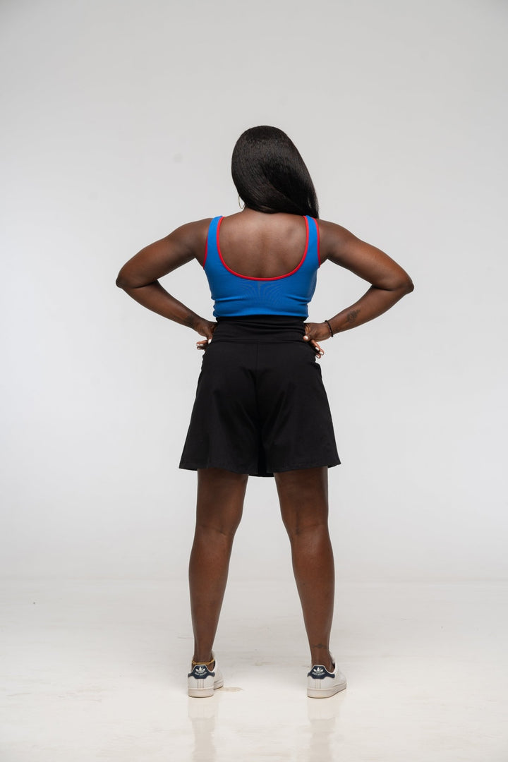 Api Mid Crop Top in Forgetmenot / Red edging - Manners London