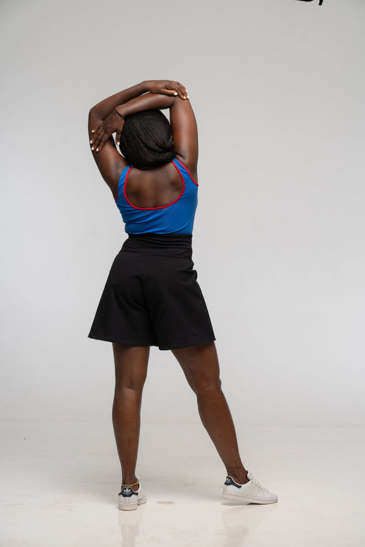 Api Mid Crop Top in Forgetmenot / Red edging - Manners London