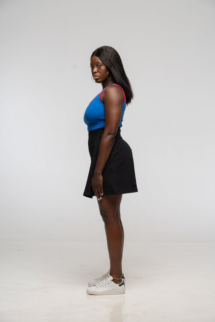 Api Mid Crop Top in Forgetmenot / Red edging - Manners London