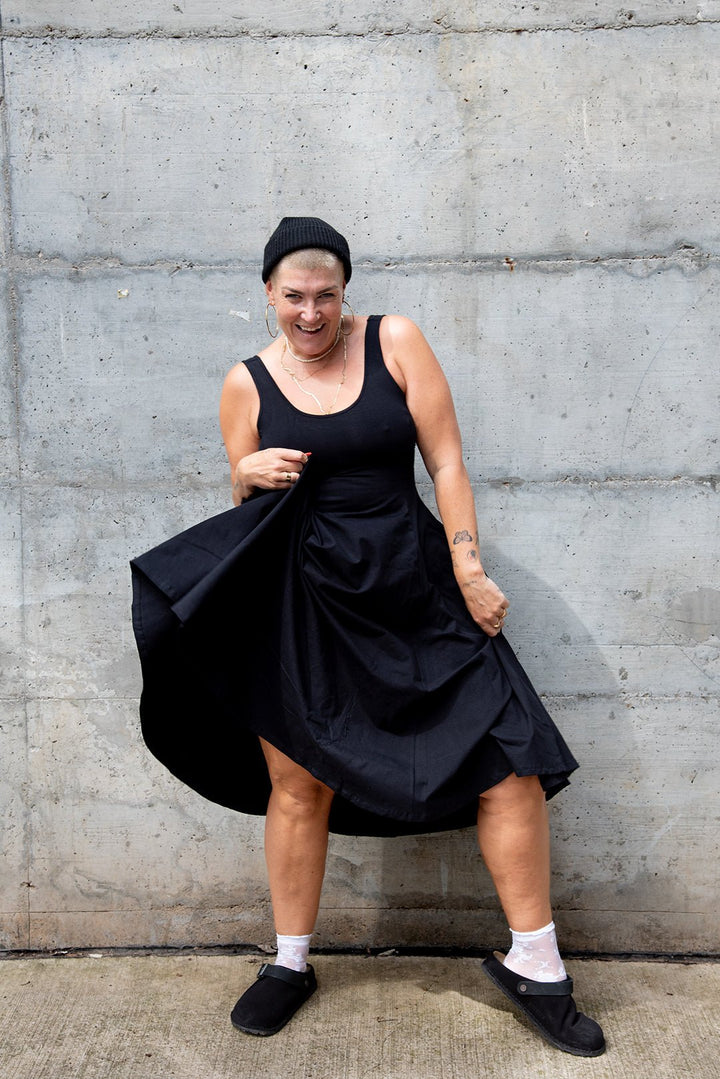 Asri Api Dress Midi Petite in Black - Manners London