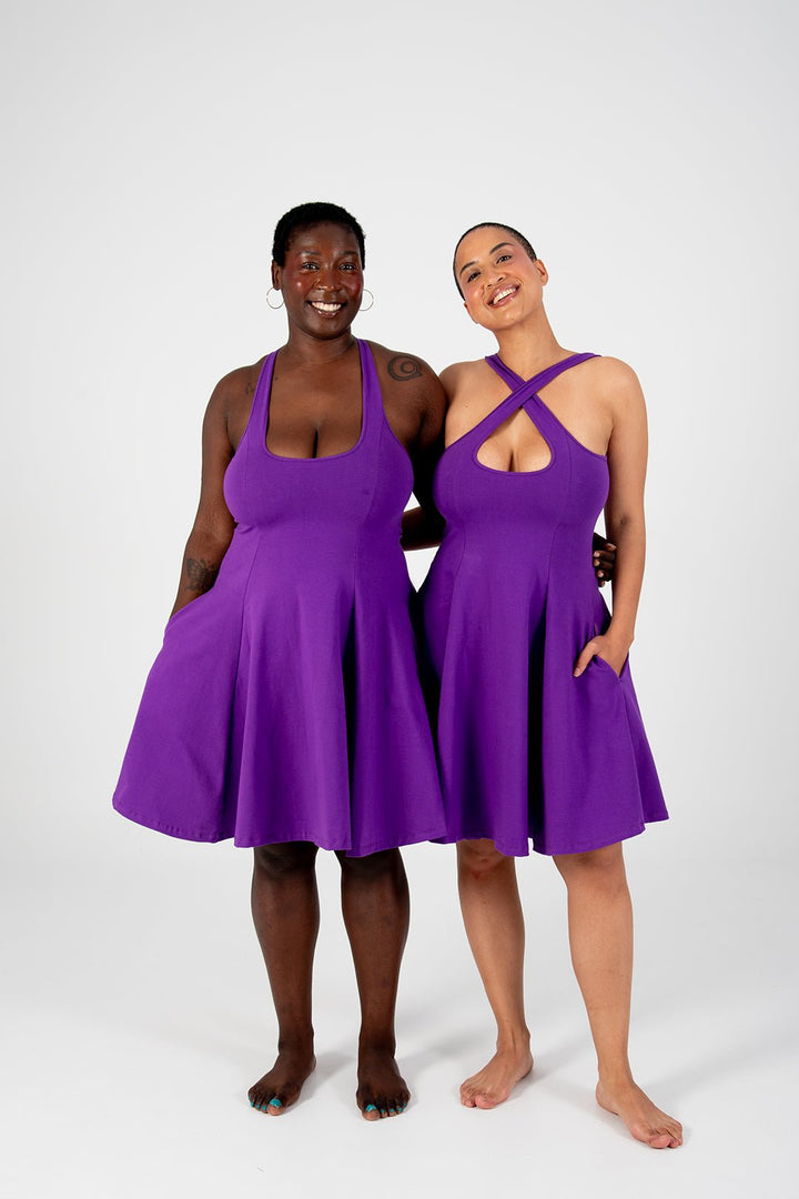 Asri Cross Back Mini Dress In T.Purple - Manners London