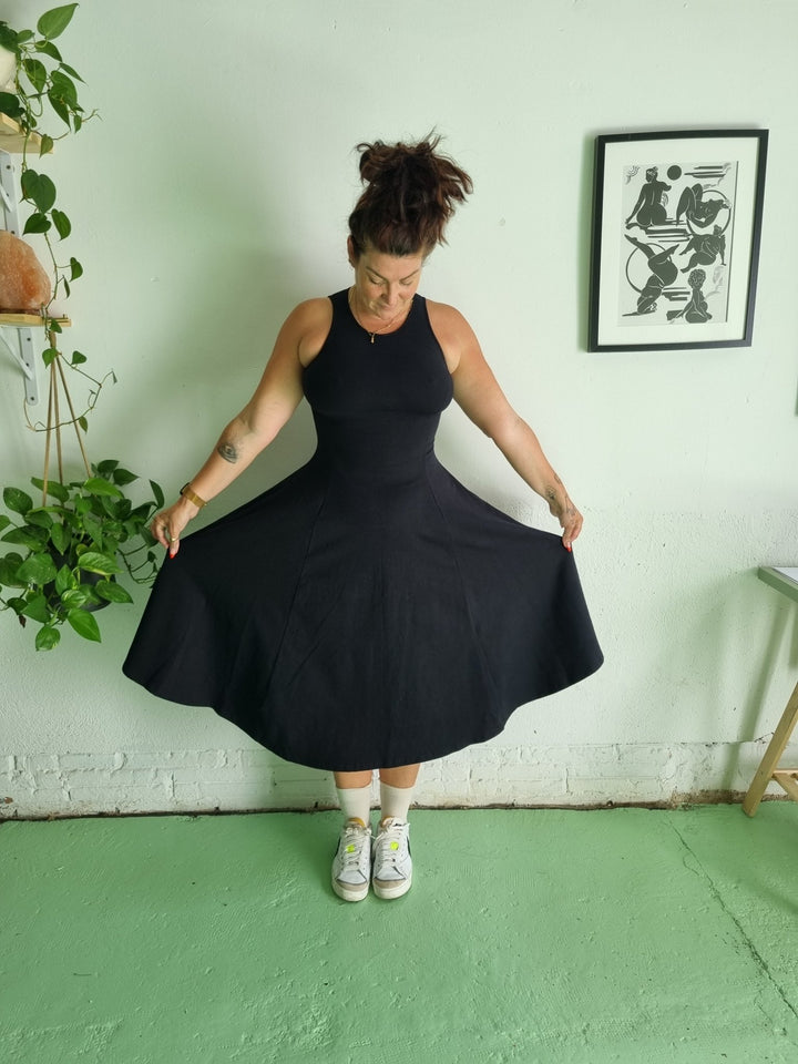 Asri Dress Iza Neck Midi Petite in Black - Manners London