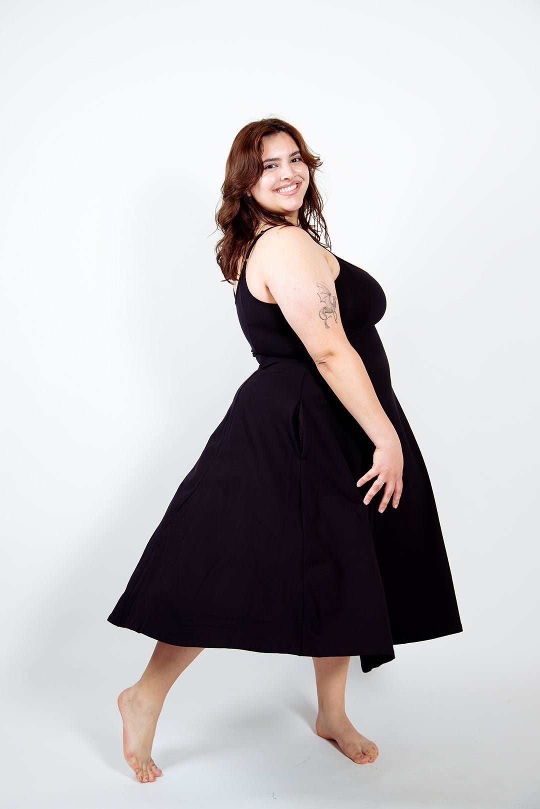 Asri Dress Midi Petite in Black - Manners London