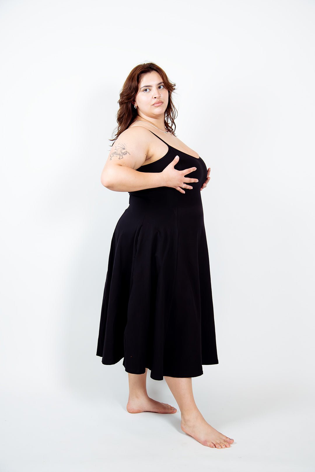 Asri Dress Midi Petite in Black - Manners London