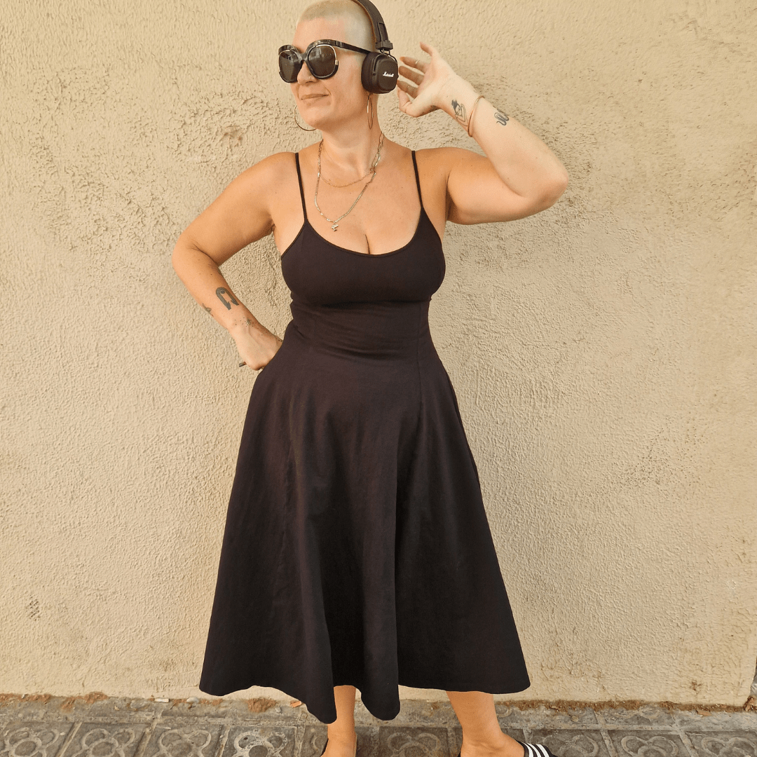 Asri Midi Dress in Black - Manners London