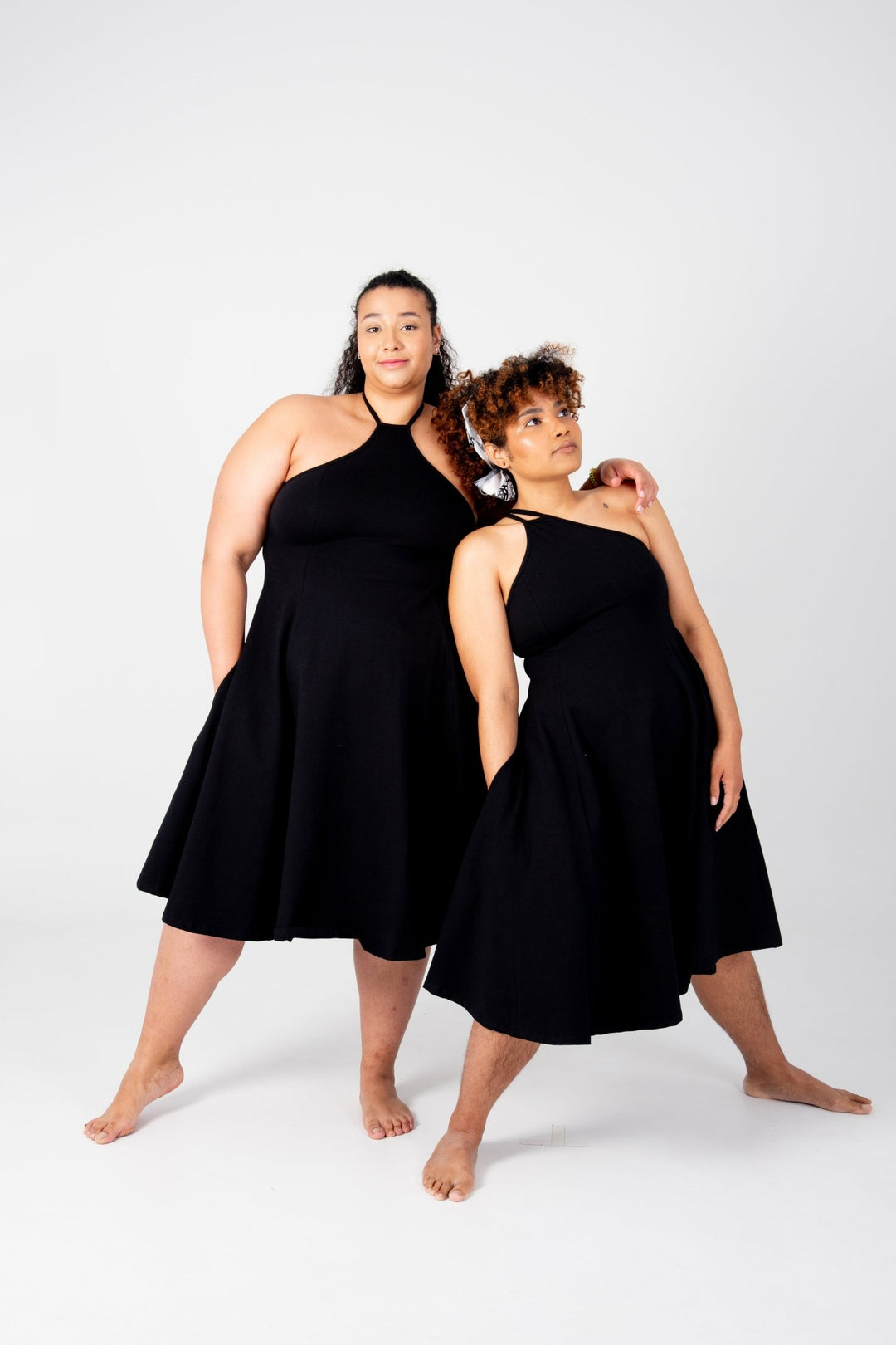 Asri Point Neck Midi Dress in Black - Manners London