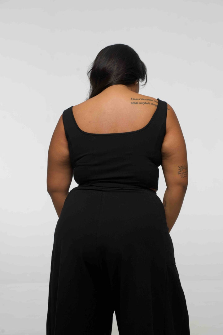 Asri Wide leg Trousers in Black - Manners London