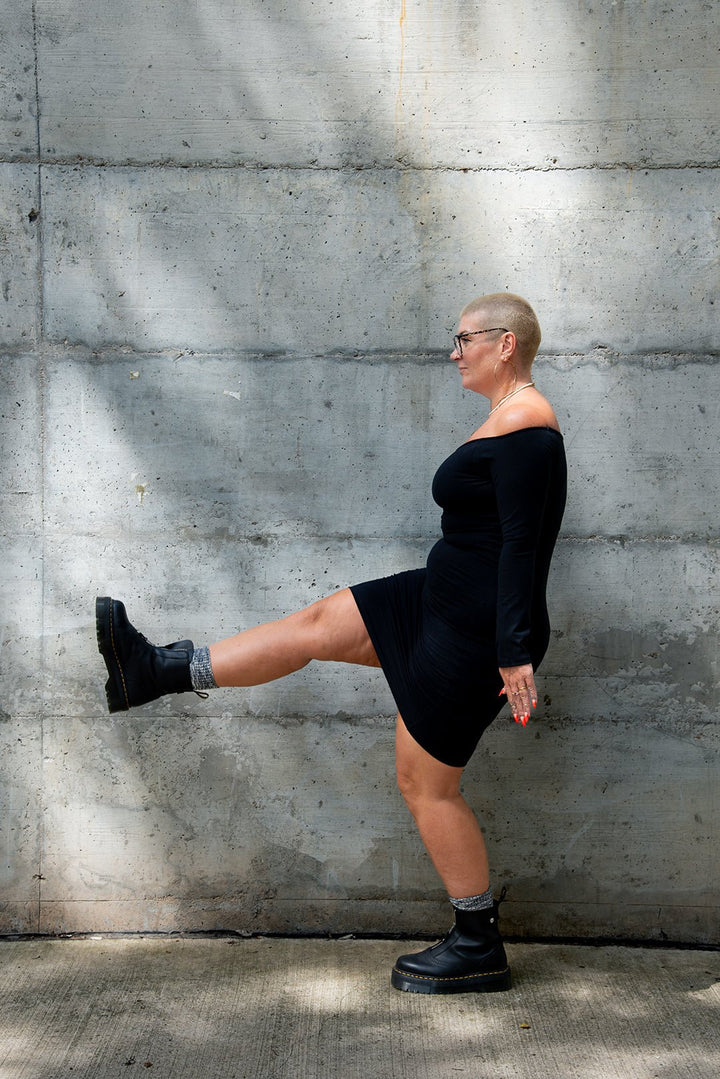 Baza Mini Dress Long Sleeves in Black - Manners London