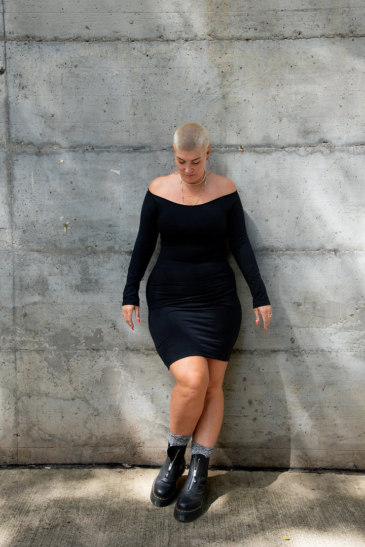 Baza Mini Dress Long Sleeves in Black - Manners London