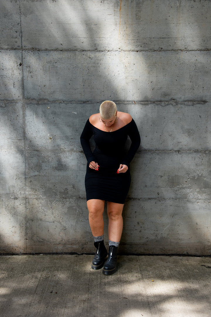 Baza Mini Dress Long Sleeves in Black - Manners London