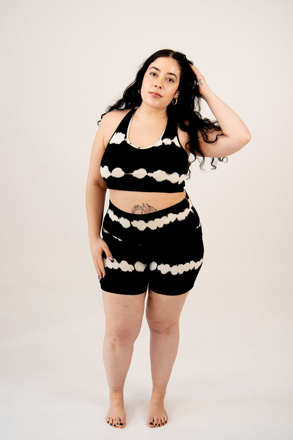 Biker Shorts Mid Length in Petite - Blot Black - Manners London
