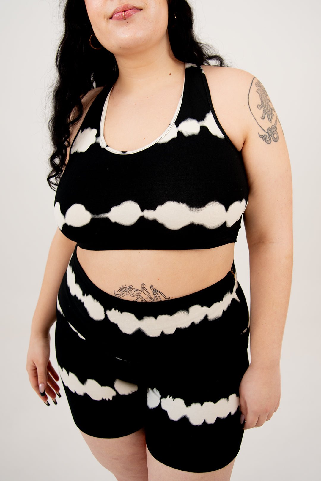 Biker Shorts Mid Length in Petite - Blot Black - Manners London