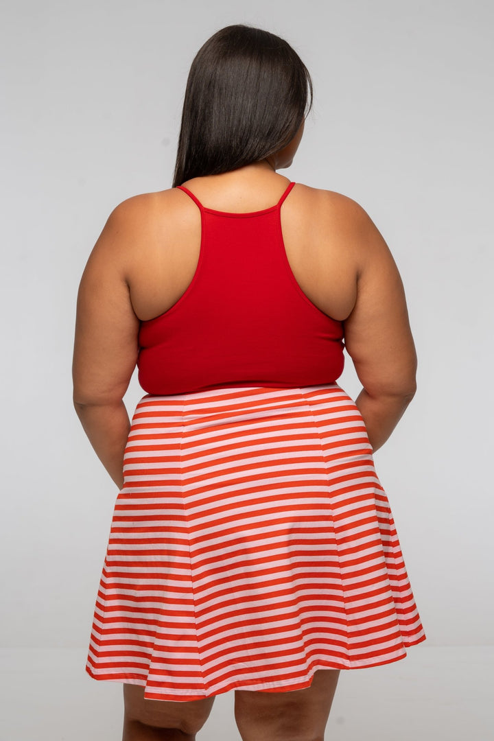 EKA Racer Full Length Top in Pomegranate Red - Manners London