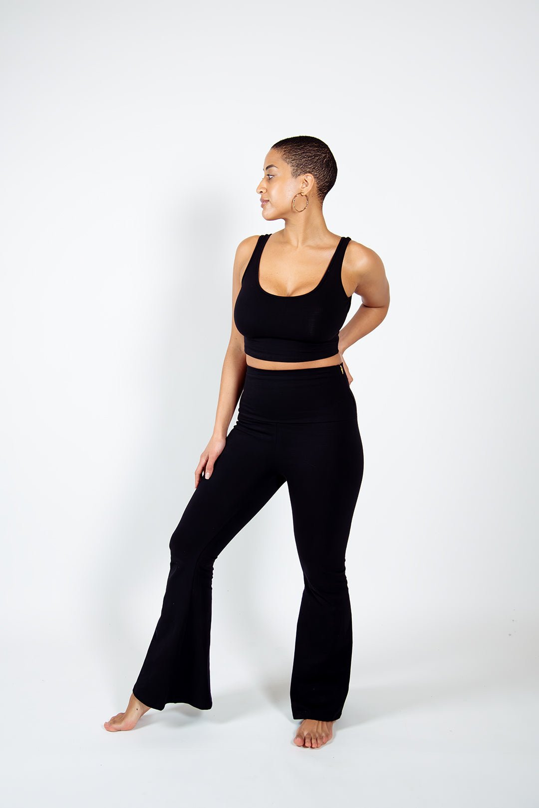 Faiza Flare Trousers Petite in Black - Manners London