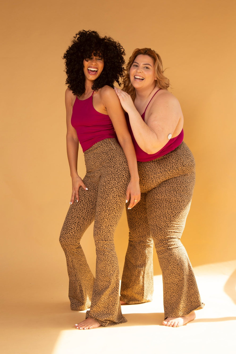 Faiza Flare Trousers Petite in Classic Leopard - Manners London