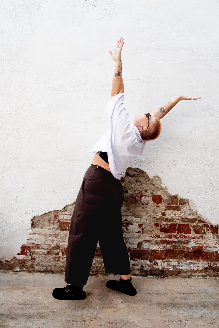 Funnel Neck Oversized Crop Tee in White - Manners London