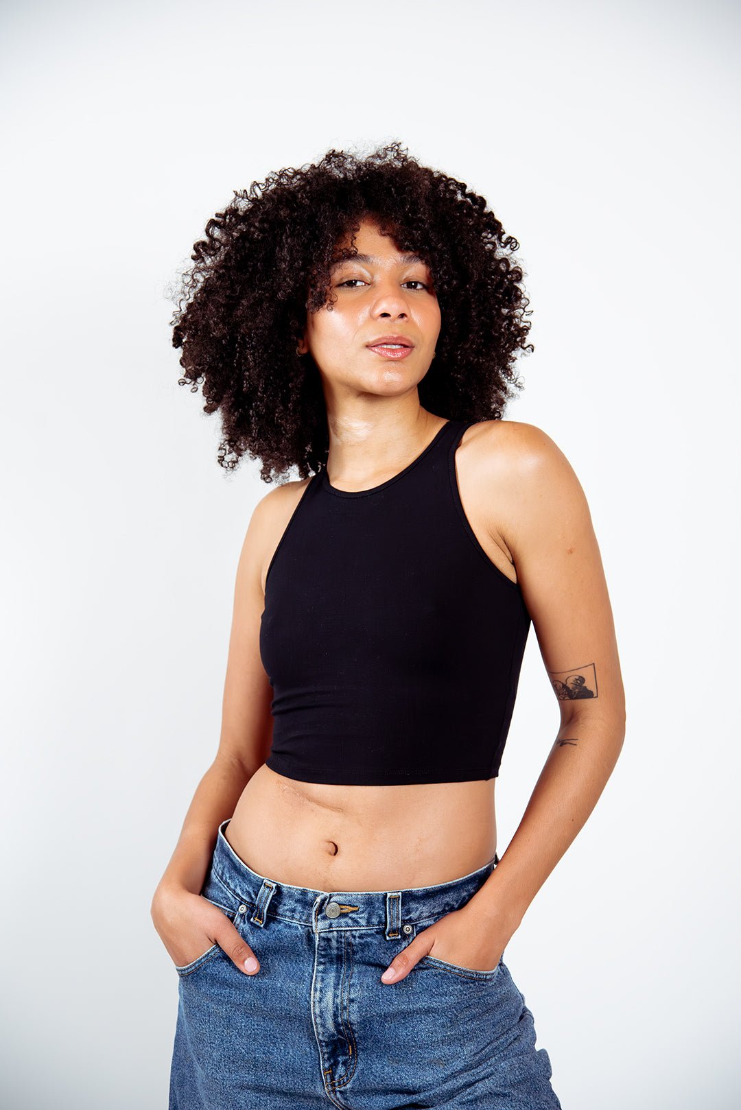 Iza Crop Vest Top in Black