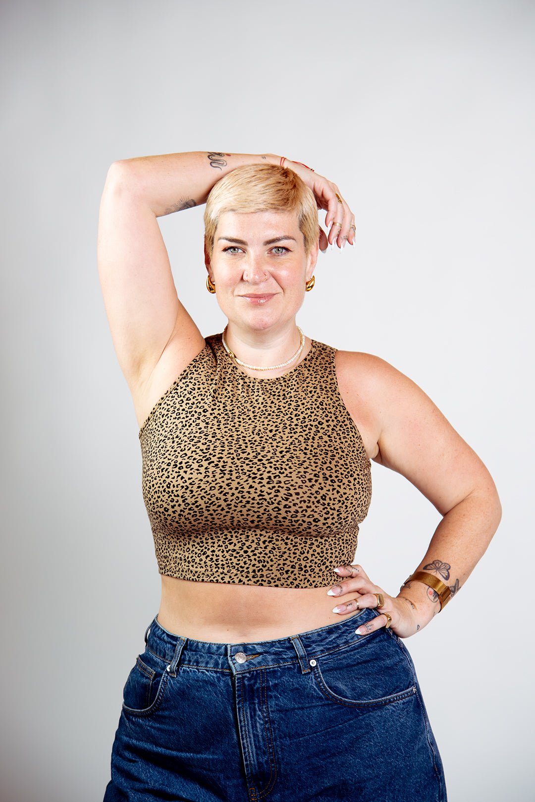 Iza Crop Vest Top in Classic Leopard - Manners London