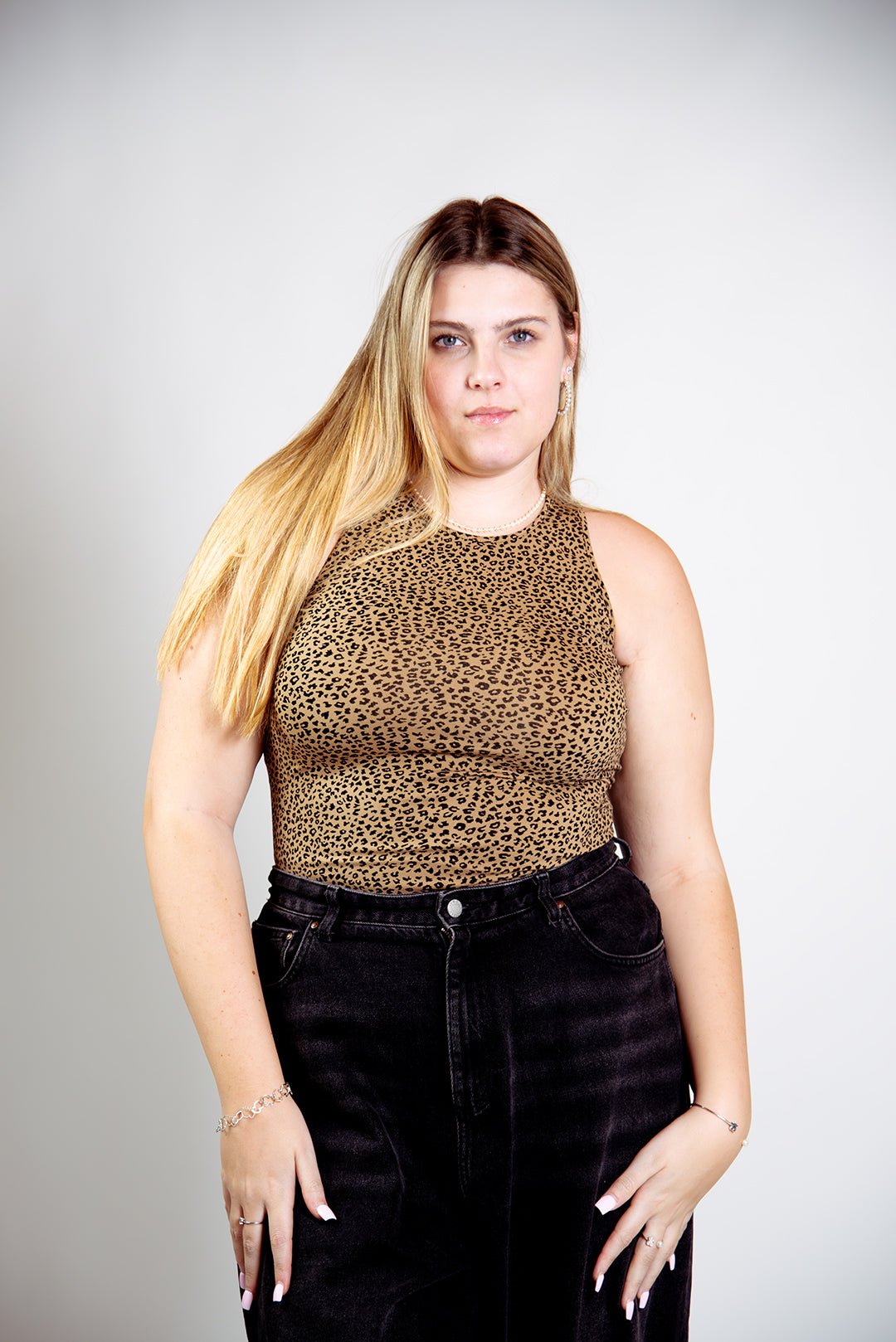 Iza Full Length Vest Top in Classic Leopard - Manners London