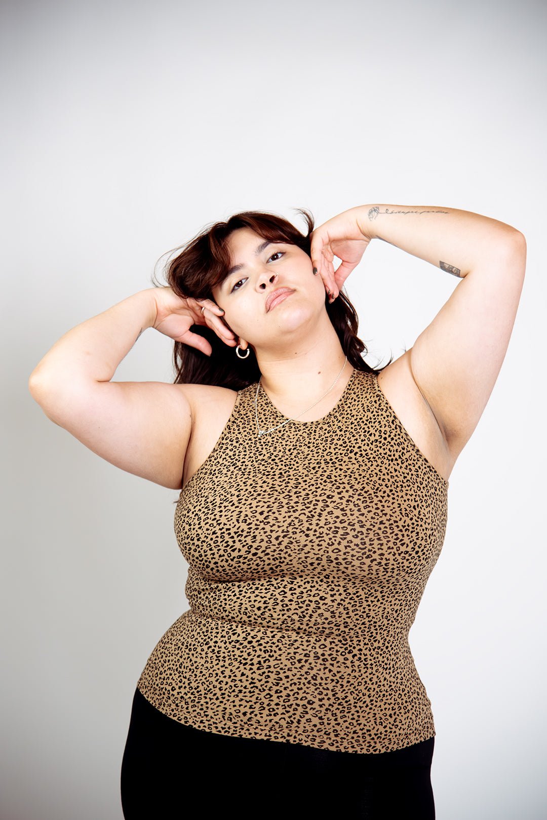 Iza Full Length Vest Top in Classic Leopard - Manners London