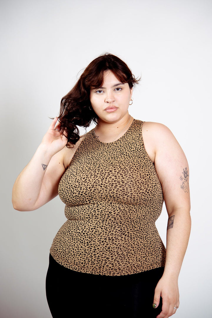 Iza Full Length Vest Top in Classic Leopard - Manners London