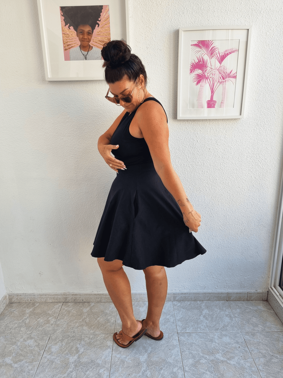 Jola Mini Dress Iza Neck in Black - Manners London