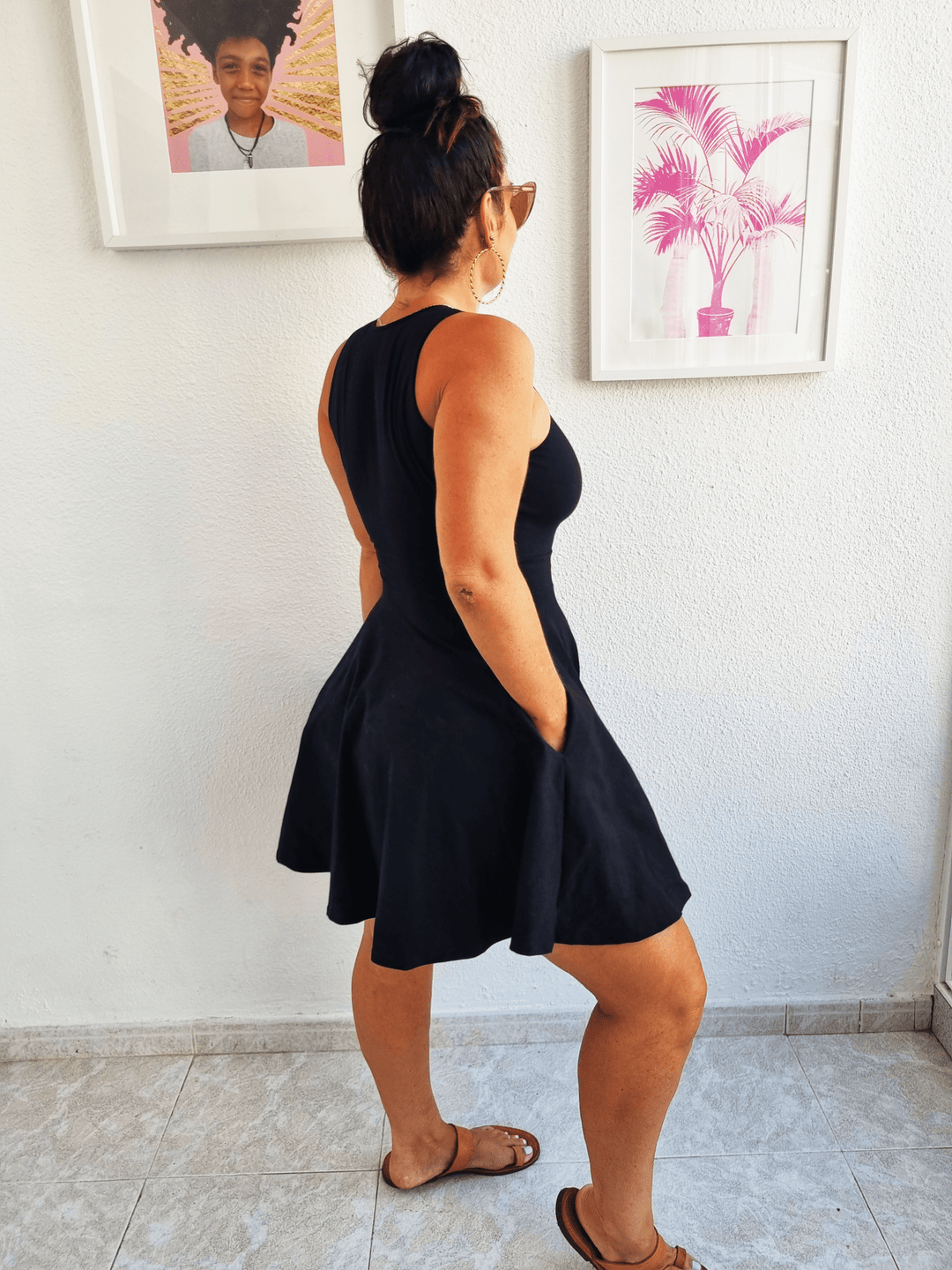 Jola Mini Dress Iza Neck in Black - Manners London