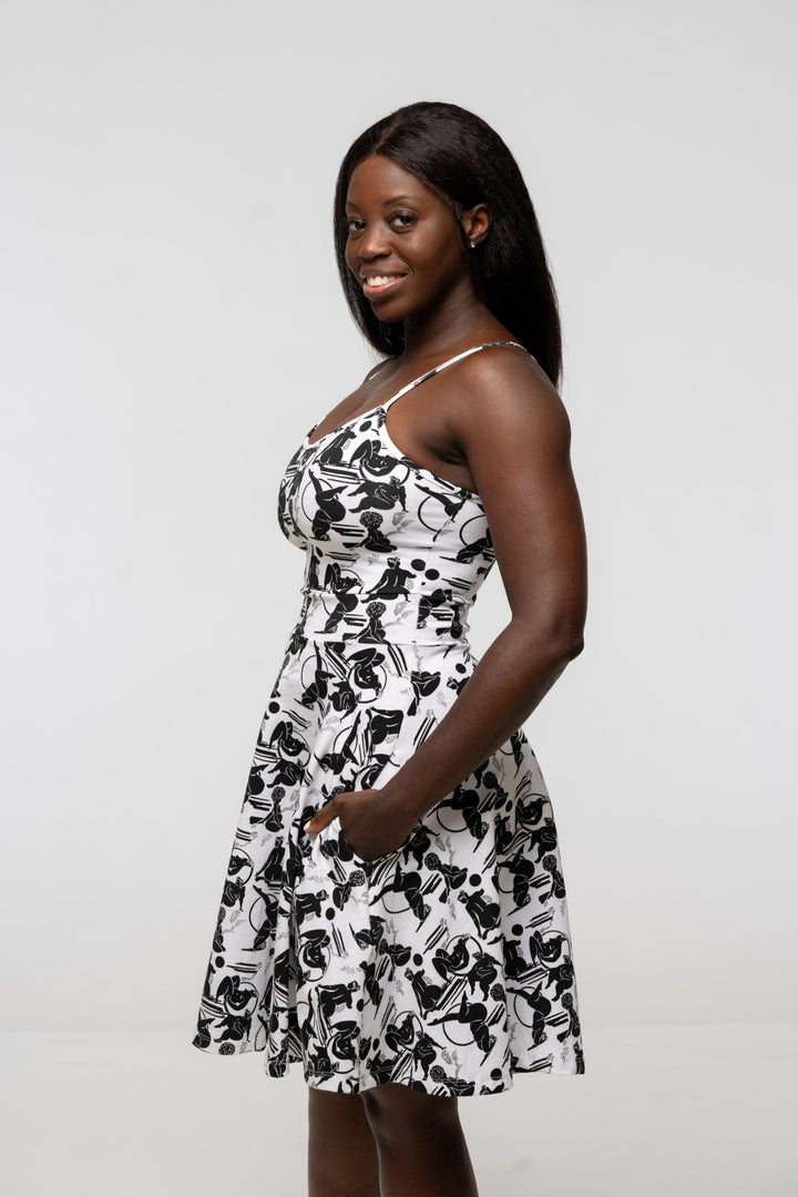 Jola Pocket Skater Mini Dress in Sisterhood - Manners London