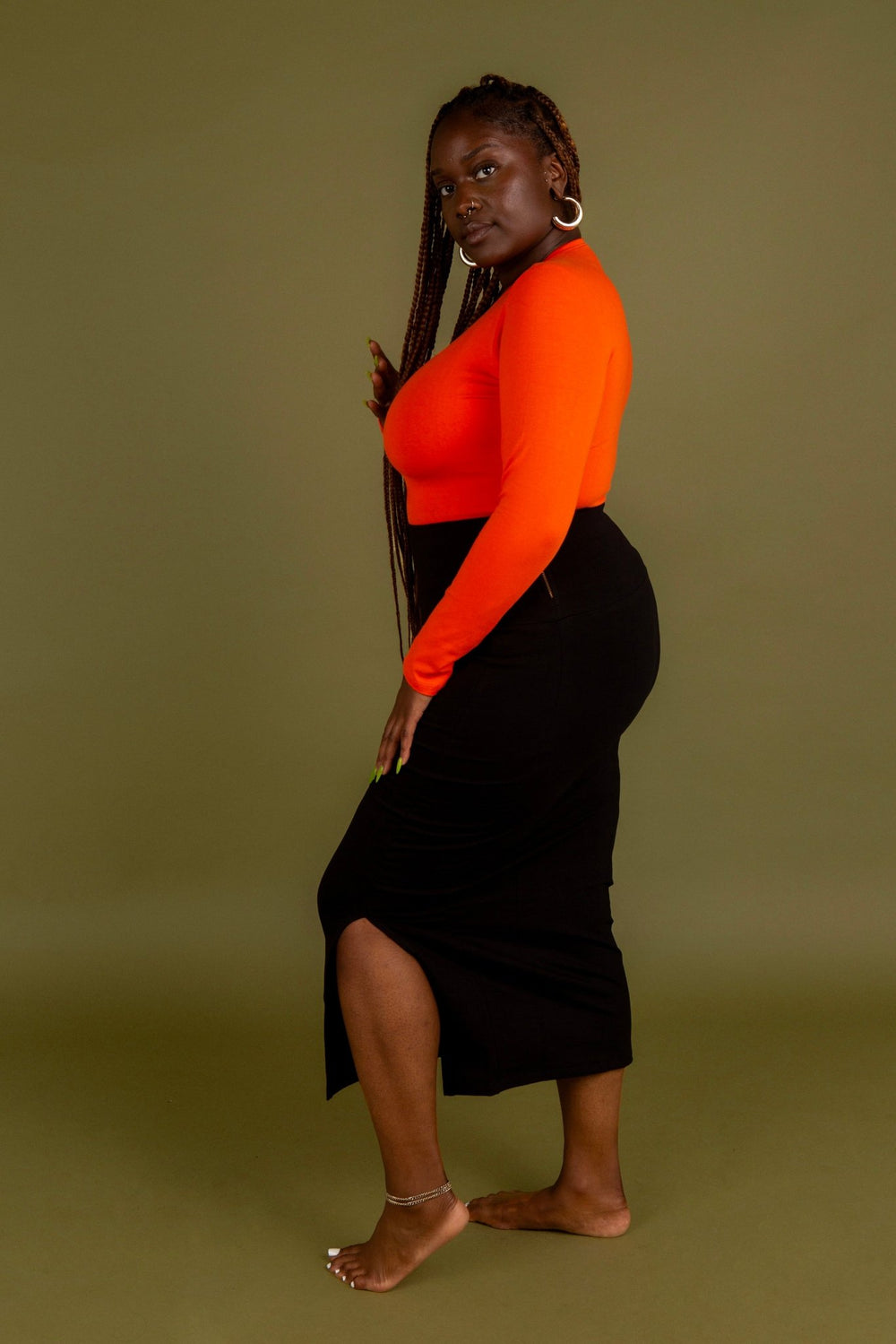 Leki Full Length Top in Flame - Manners London