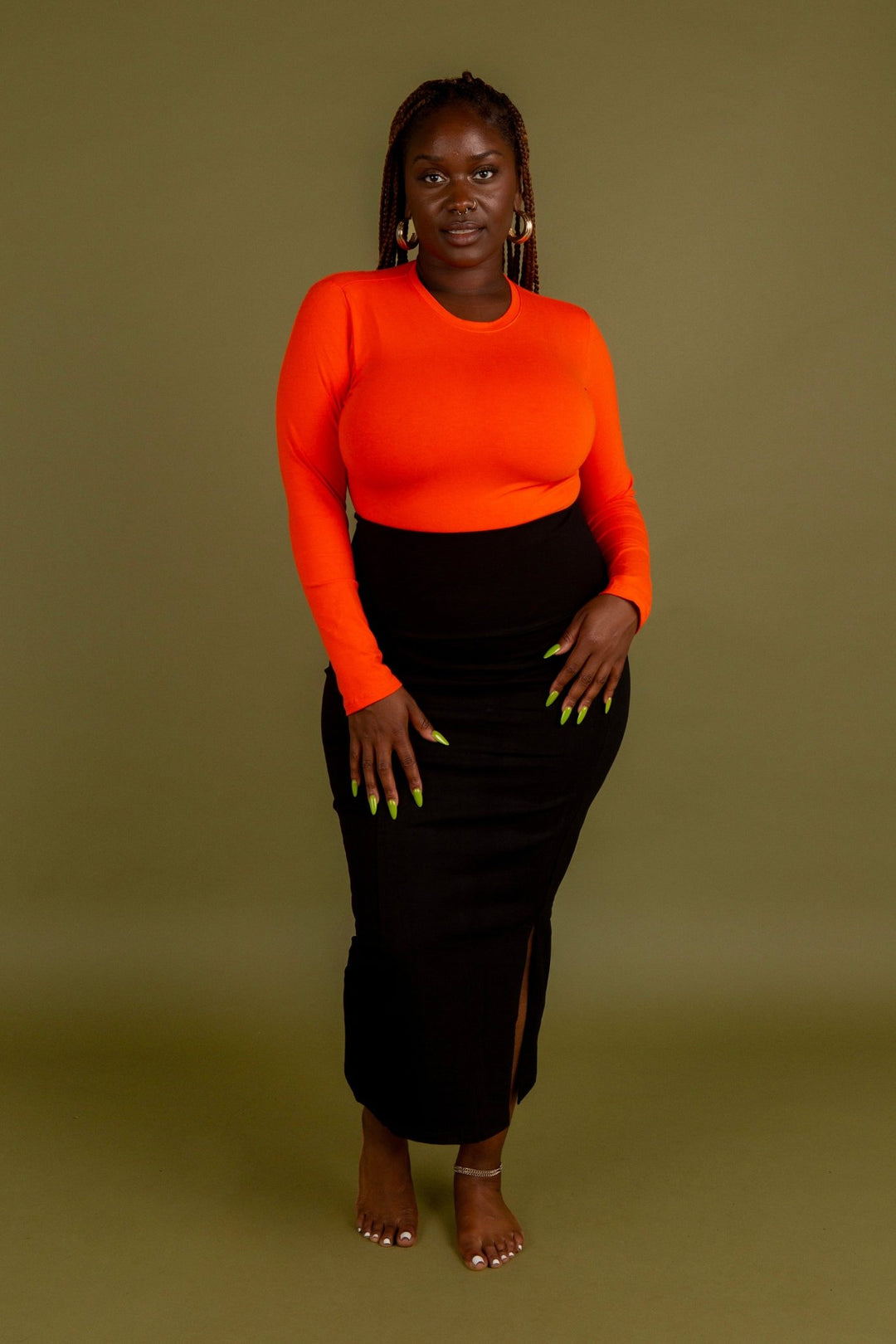 Leki Full Length Top in Flame - Manners London