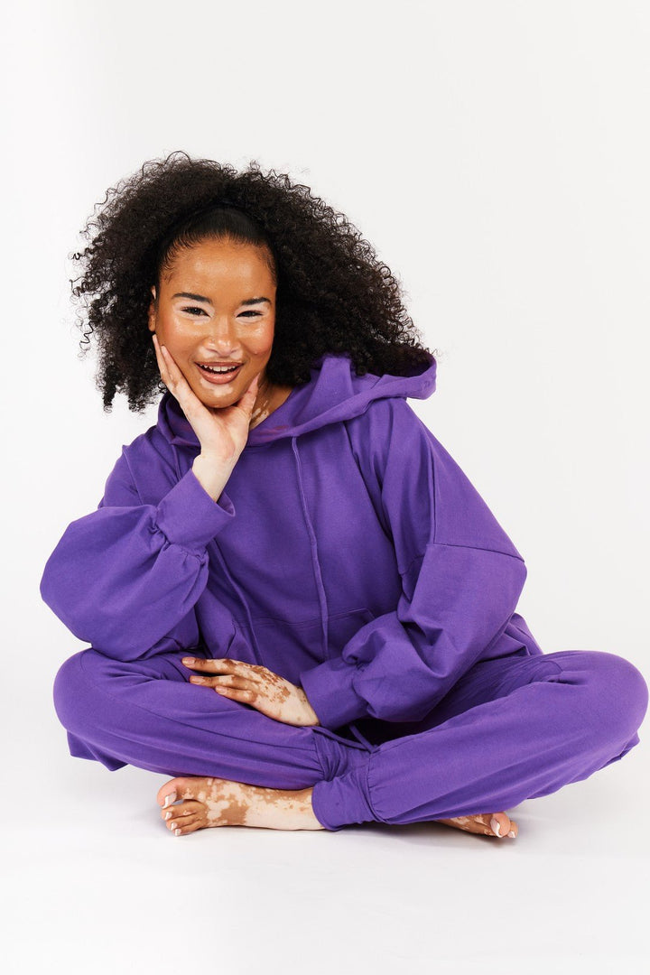 Limited Edition Oversized Full Length Hoodie in T.Purple - Manners London