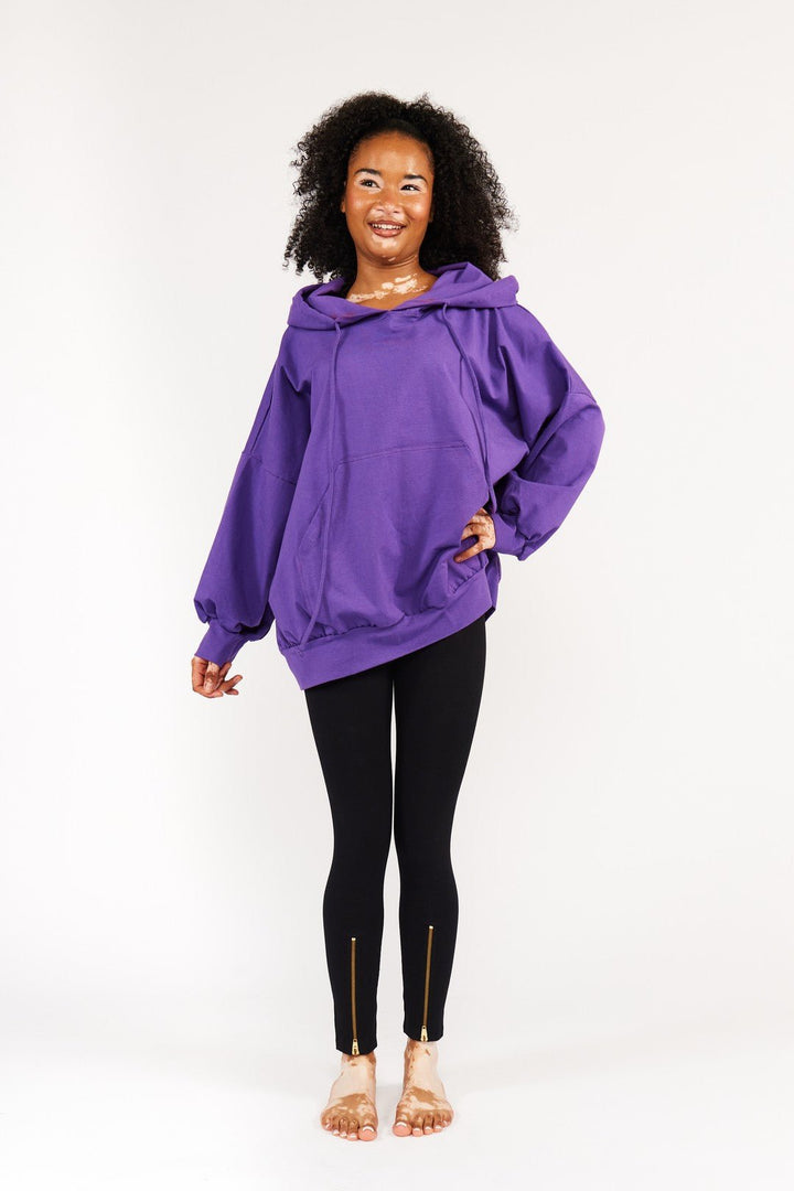 Limited Edition Oversized Full Length Hoodie in T.Purple - Manners London