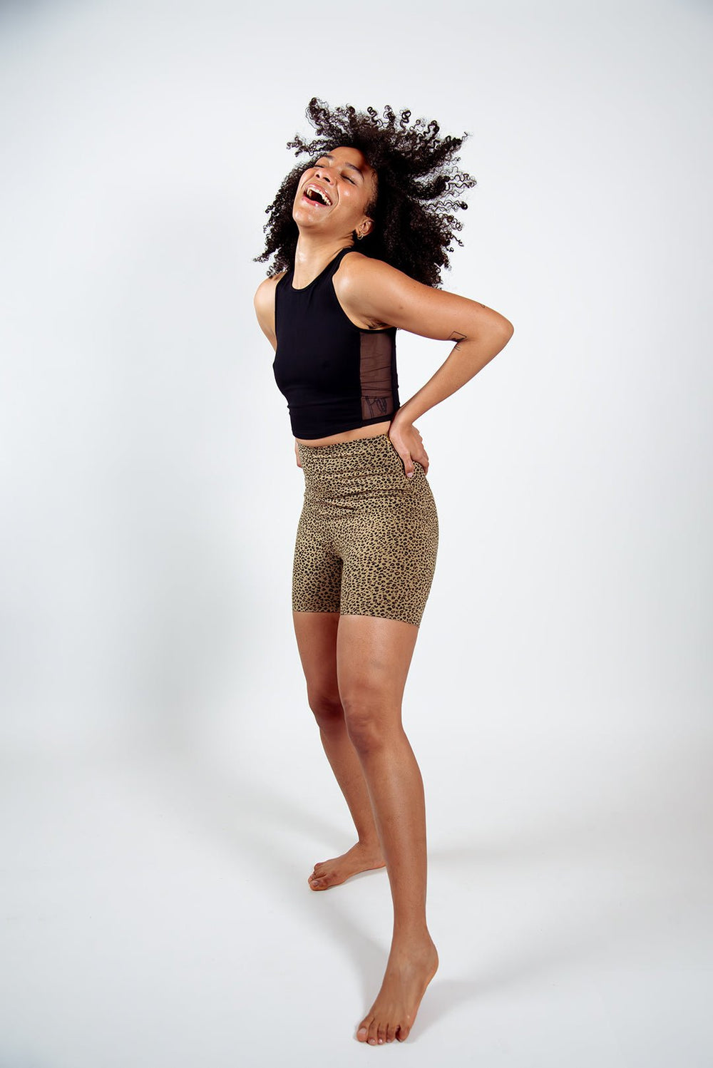 Mesh Iza Crop Top in Black - Manners London