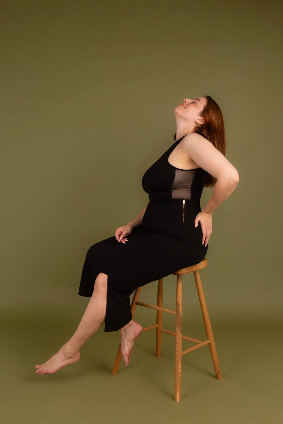 Mesh Iza Full Length Top in Black - Manners London