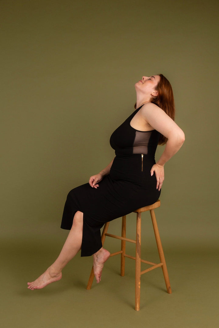 Mesh Iza Full Length Top in Black - Manners London