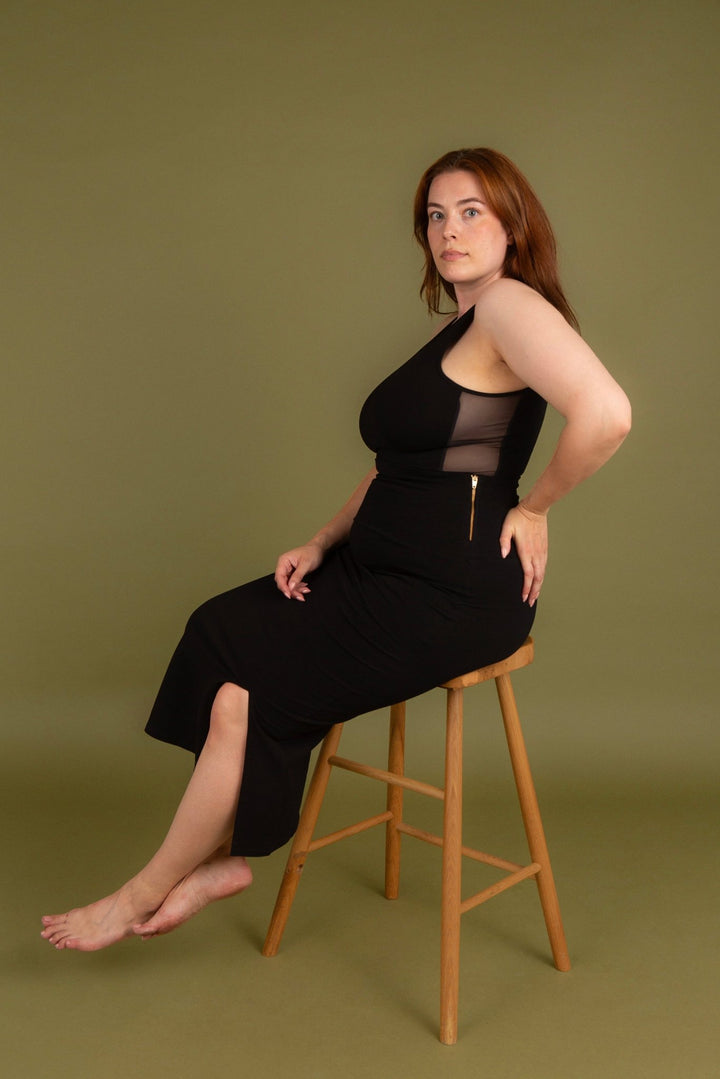 Mesh Iza Full Length Top in Black - Manners London