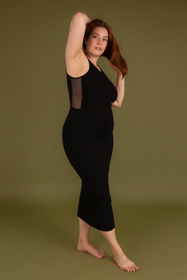 Mesh Iza Full Length Top in Black - Manners London