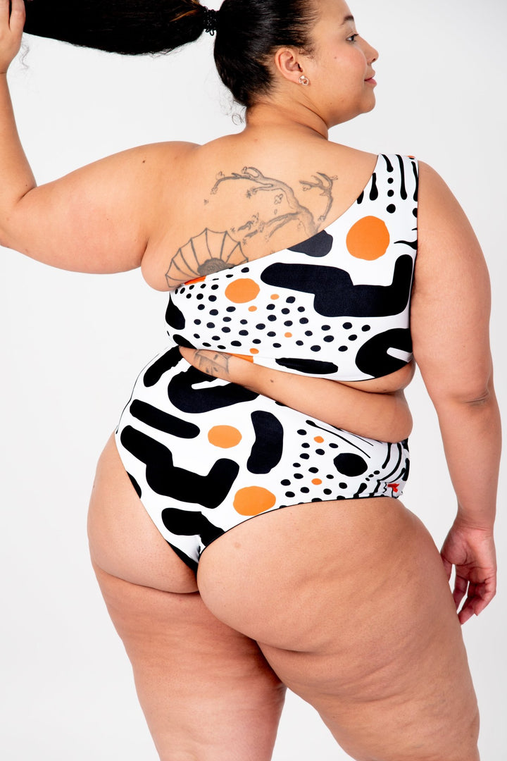 One Piece Reversible Petite In Cuppa Print and Black - Manners London