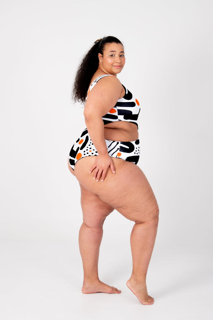 One Piece Reversible Petite In Cuppa Print and Black - Manners London