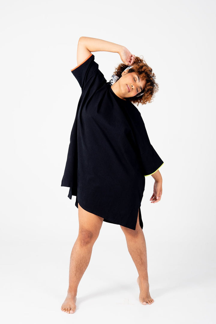 Oversized T-Shirt Mini Dress in Black Flame and Lime - Manners London