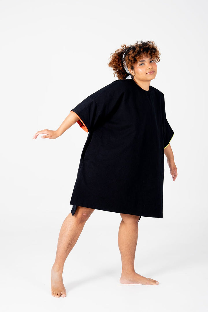 Oversized T-Shirt Mini Dress in Black Flame and Lime - Manners London