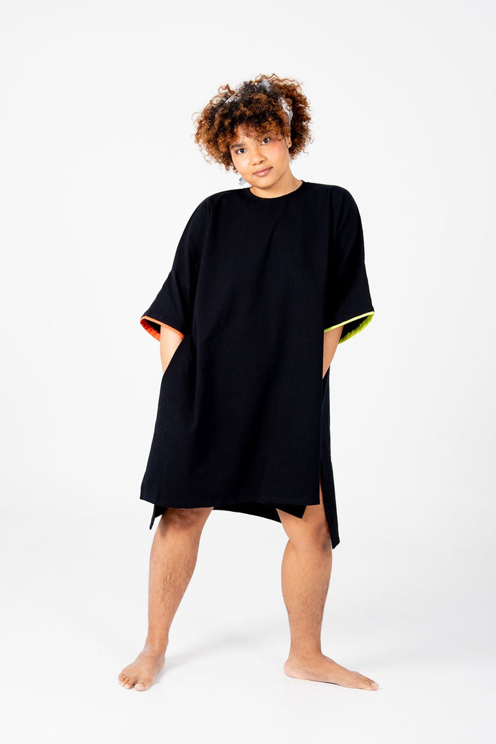 Oversized T-Shirt Mini Dress in Black Flame and Lime - Manners London