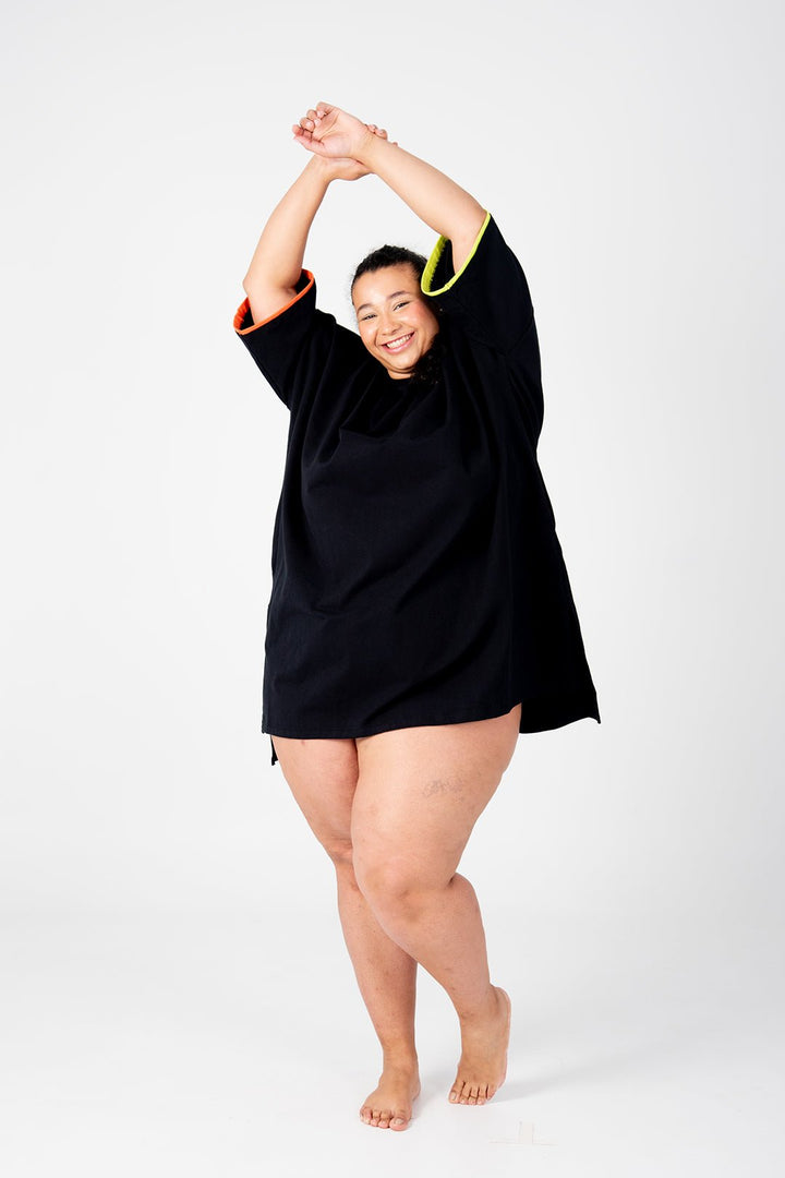 Oversized T-Shirt Mini Dress in Black Flame and Lime - Manners London