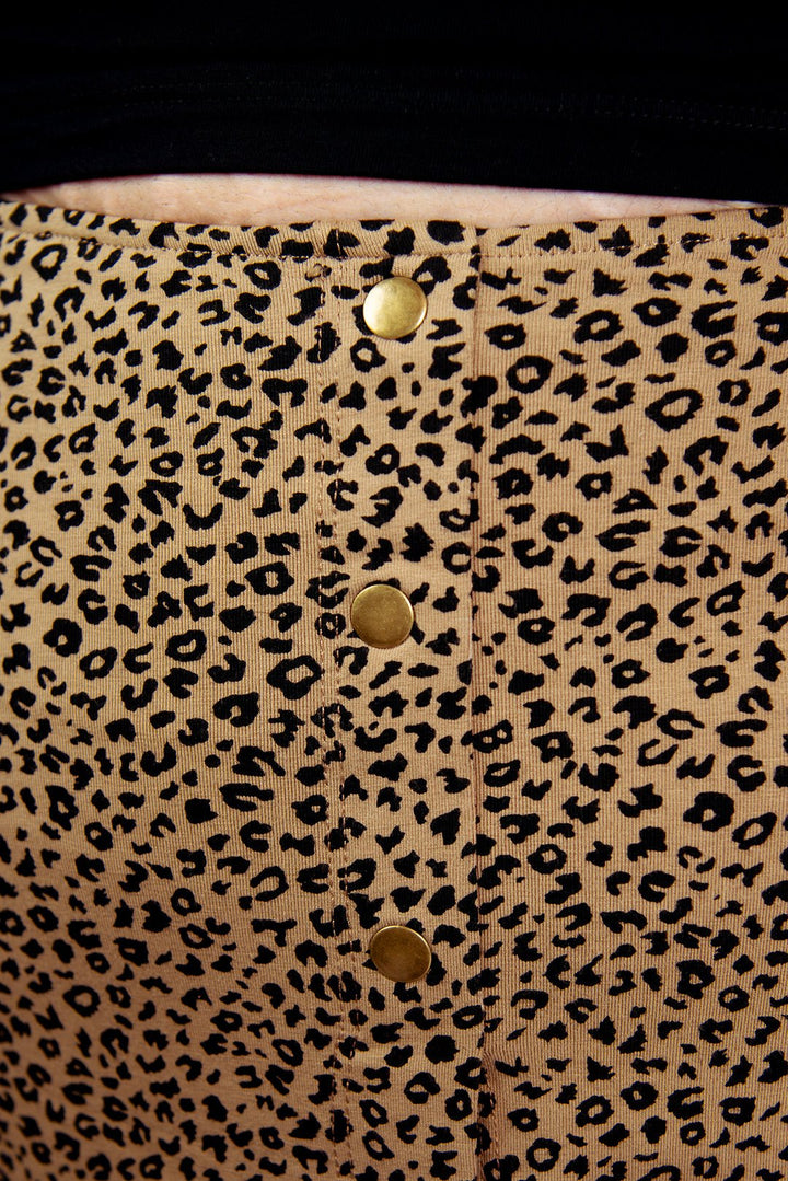 Popper Midi Skirt in Classic Leopard - Manners London