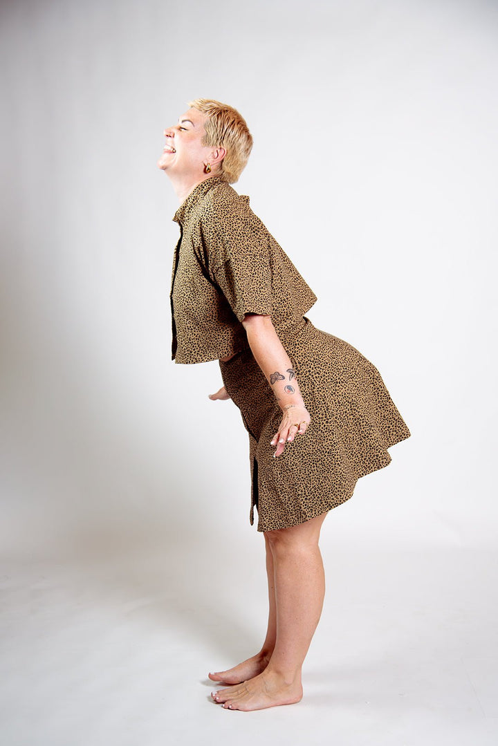 Popper Mini Skirt in Classic Leopard - Manners London