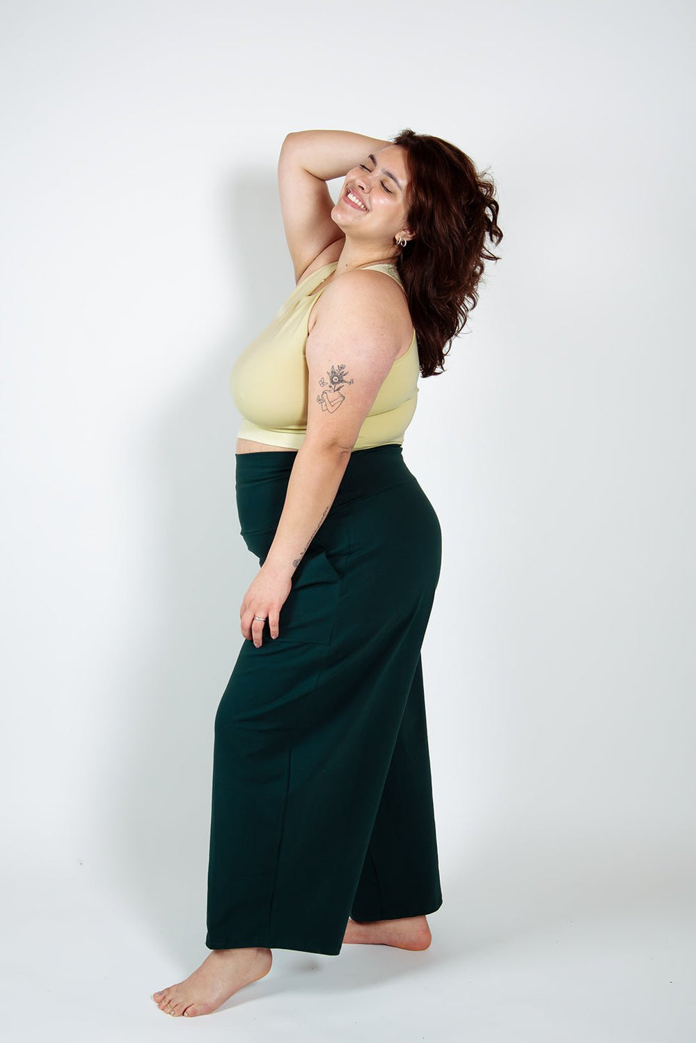 Puff Pants Petite in Forest Green - Manners London