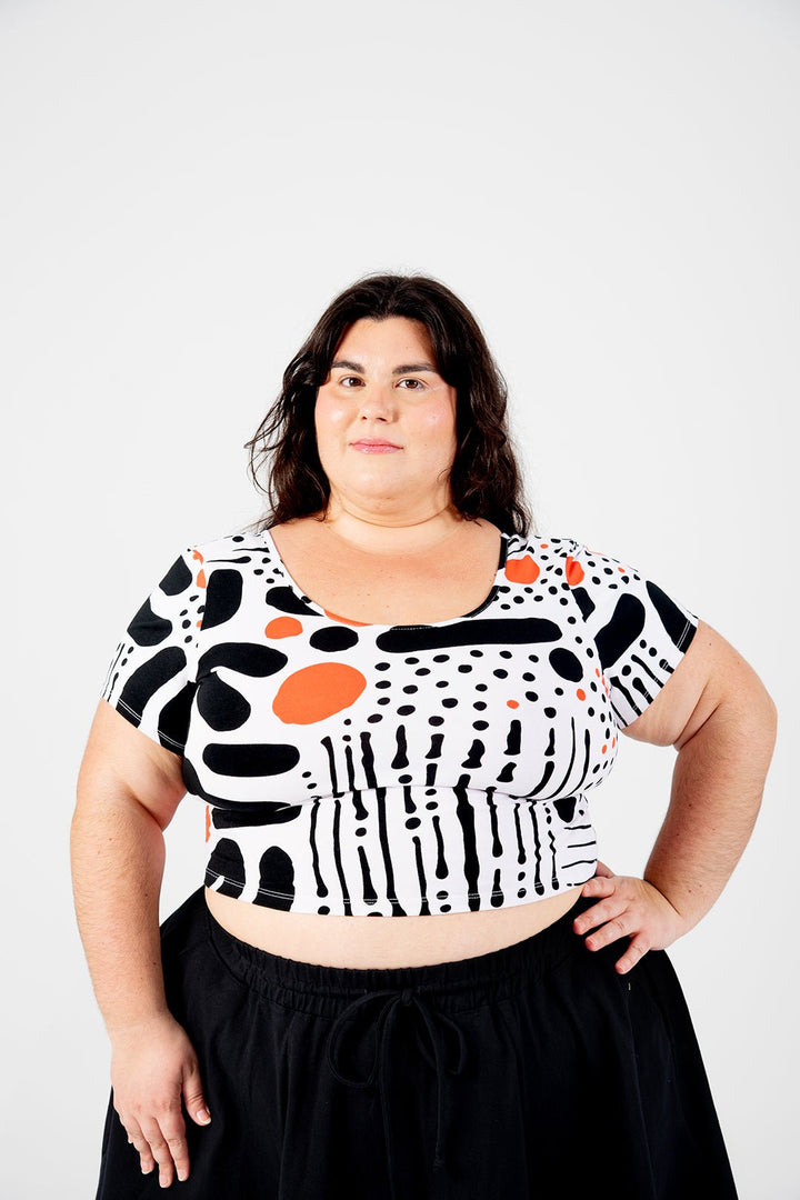 Reversible Crop Top Tee in Cuppa - Manners London