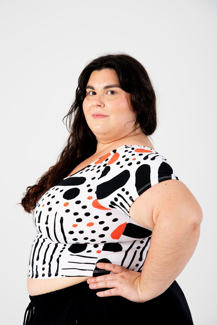 Reversible Crop Top Tee in Cuppa - Manners London